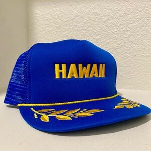 Vintage NOS 80s/90s Blue and Yellow Hawaii Trucker Hat